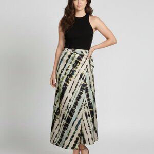 Lysse Womens Ivory Striped Side Tie Midi Wrap Skirt